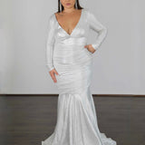 Ashley Stretch Shimmer Gown - Crystal White