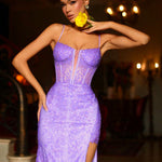 Riley Corset Lace Gown - Lilac