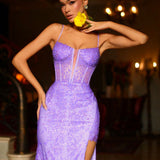 Riley Corset Lace Gown - Lilac