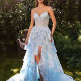 Esme Ruffle Gown - Light Blue