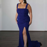 Amber Metallic Jersey Gown - Sapphire