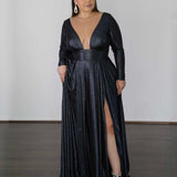 Kylie Stretch Shimmer Gown - Midnight Navy