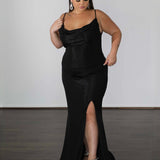 Issy Stretch Shimmer Gown - Midnight Navy