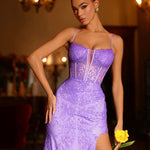 Riley Corset Lace Gown - Lilac