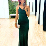 Aries Beaded Mesh Gown - Emerald