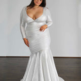 Ashley Stretch Shimmer Gown - Crystal White