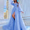 Savannah Off Shoulder Corset Gown - Blue Blossom