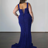 Amber Metallic Jersey Gown - Sapphire
