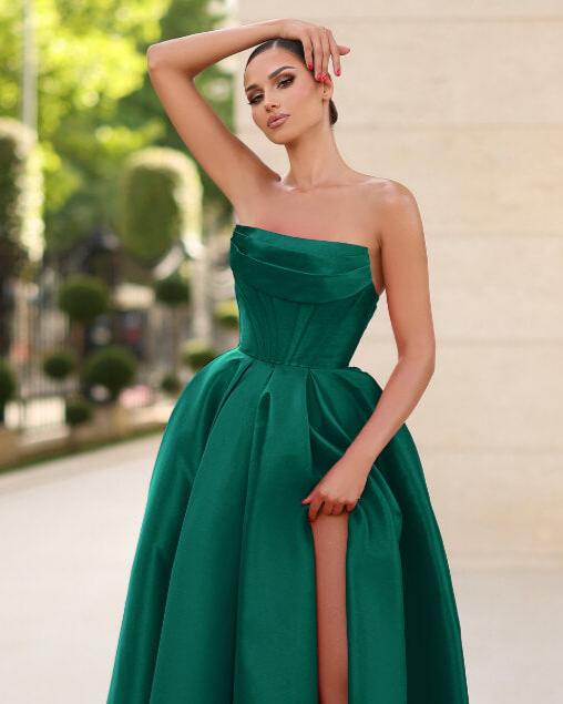 Adelina Strapless Corset Gown - Emerald