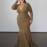 Ashley Metallic Jersey Gown - Champagne