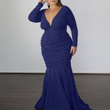 Ashley Metallic Jersey Gown - Sapphire