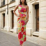 Agatha Mesh Maxi Dress - Pink/Green Floral Front