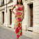 Agatha Mesh Maxi Dress - Pink/Green Floral Front