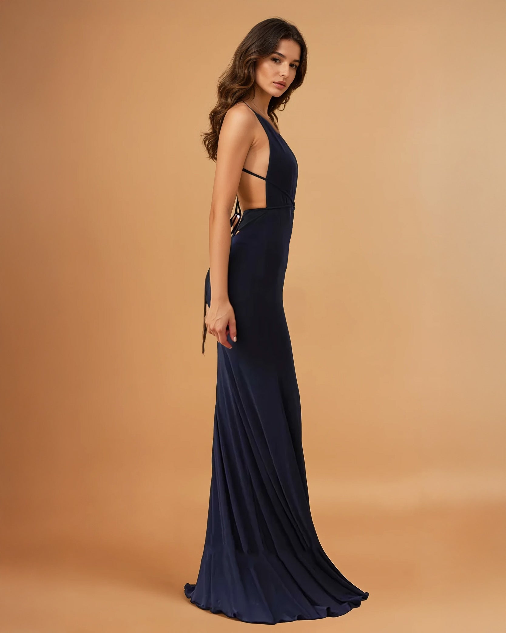 Alexis Gown Navy Side