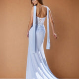 Alice Corset Gown Light Blue Back