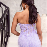 Angelique Feather Lace Gown - Lilac