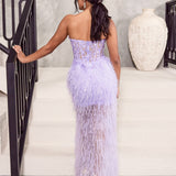 Angelique Feather Lace Gown - Lilac