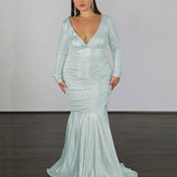 Ashley Stretch Shimmer Gown - Seafoam