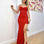 Astrid Lace Sequin Gown - Red