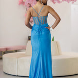 Aurielle Glitter Corset Gown - Aqua