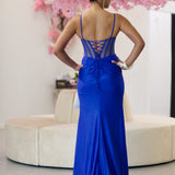 Aurielle Glitter Corset Gown - Cobalt