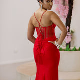 Aurielle Glitter Corset Gown - Red