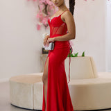 Aurielle Glitter Corset Gown - Red