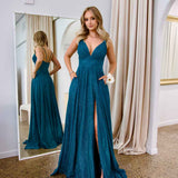 Ava Glitter Gown - Teal