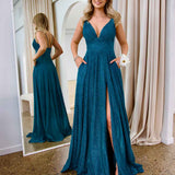 Ava Glitter Gown - Teal