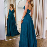 Ava Glitter Gown - Teal