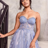 Azura Strapless Gown - Paris Blue