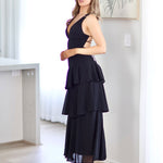 Bella Layered Chiffon Maxi Dress - Black