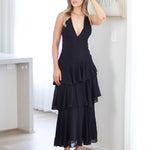 Bella Layered Chiffon Maxi Dress - Black