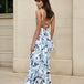 Bella Layered Dress Dark/Light Blue Print Back