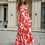 Bella Layered Dress Orange Print Front