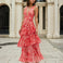 Bella Layered Chiffon Maxi Dress Red Print Front