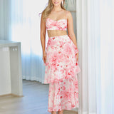 Bella Layered Chiffon Maxi Skirt - Blush Floral