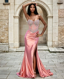 Bianca Strapless Corset Gown Rose