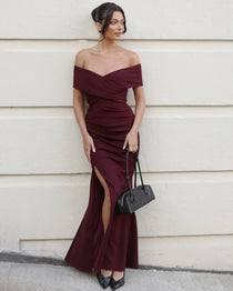 Briana Maxi Dress Mahogany Front
