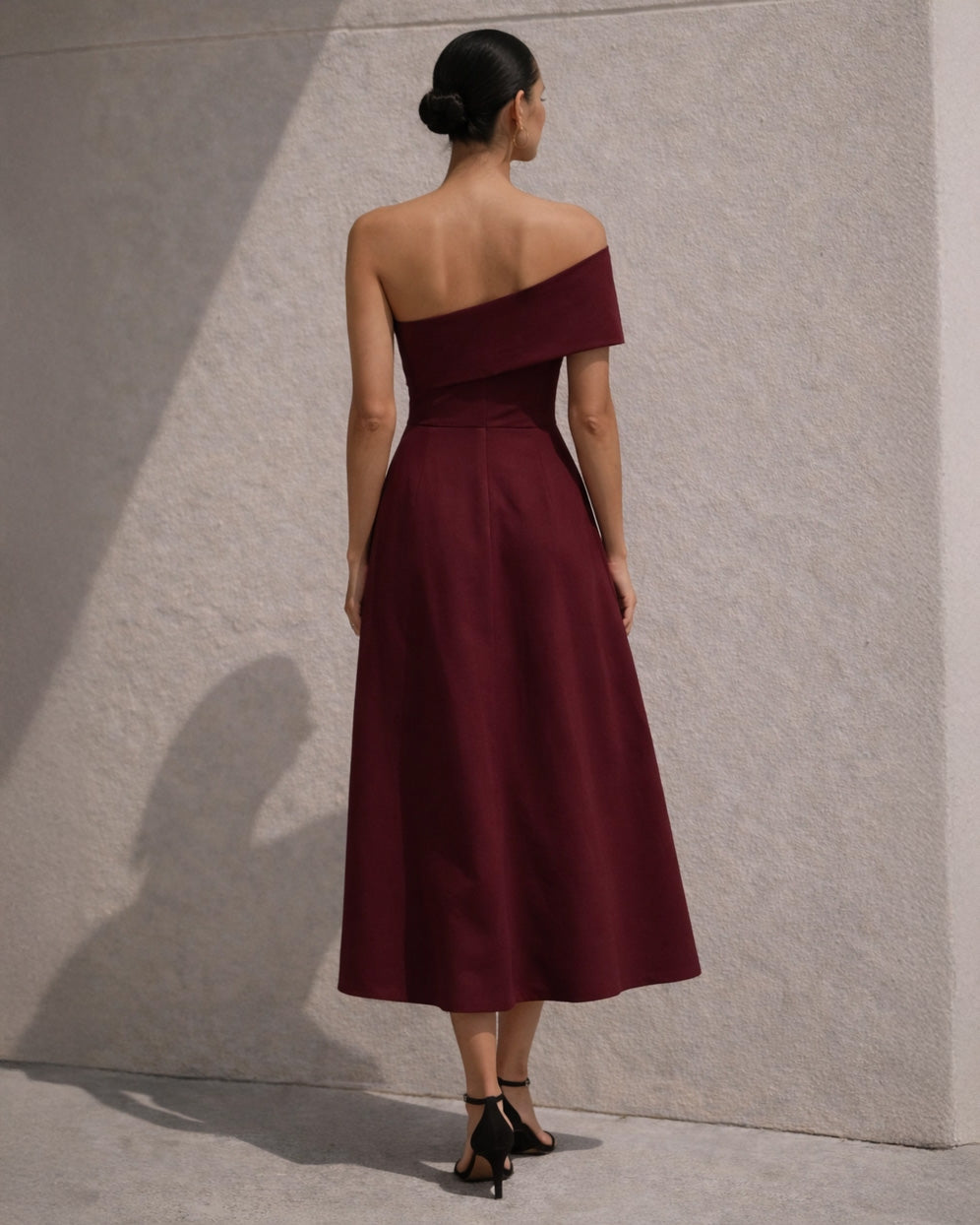 Brooklyn Midi Dress Wine Back
