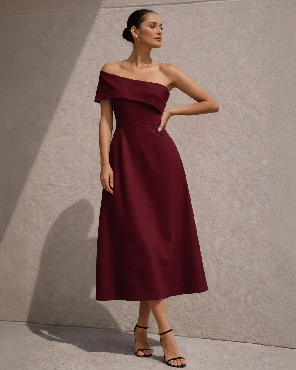 Brooklyn Midi Dress Wine Front