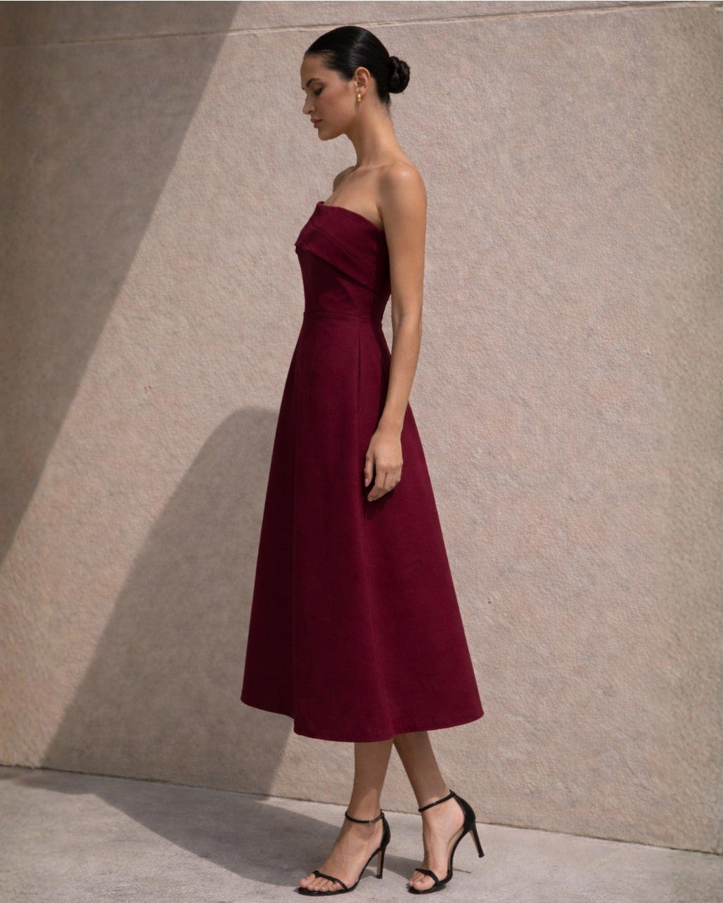 Brooklyn Midi Dress Wine Side