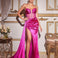 Anastasia Satin Corset Gown - Magenta