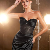 Theodora Embellished Corset Gown - Black