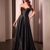 Zephyr Strapless Satin Gown - Black