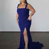 Amber Metallic Jersey Gown - Sapphire