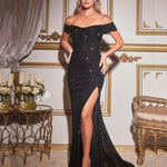 Bellatrix Off Shoulder Sequin Gown - Black