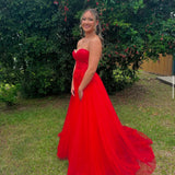 Hailey Tulle Glitter Gown - Red