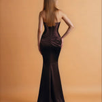 Camila Corset Satin Gown Chocolate Back