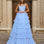 Celeste Layered Strapless Ball Gown Powder Blue Front